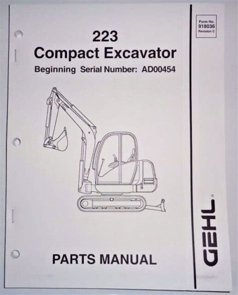 Gehl 223 Compact Excavator Illustrated Master Parts List Manual Instant Download